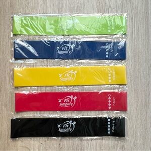 Fit Simplify Resistance Loop Exercise Bands Pk of 5 and Carry Bag